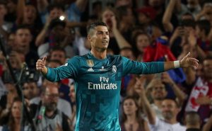 Cristiano Ronaldo walks off dejected after being sent off.