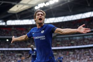 Chelsea's Marcos Alonso celebrates.