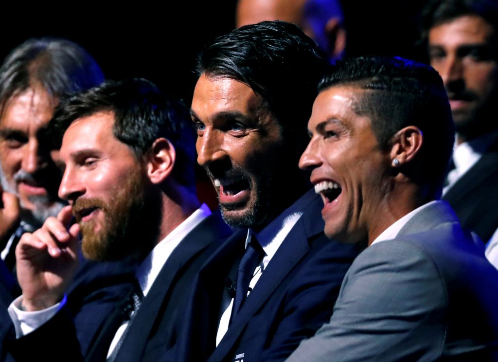 Nominees for the UEFA Men's Player of the Year award, Lionel Messi, Gianluigi Buffon and Cristiano Ronaldo.