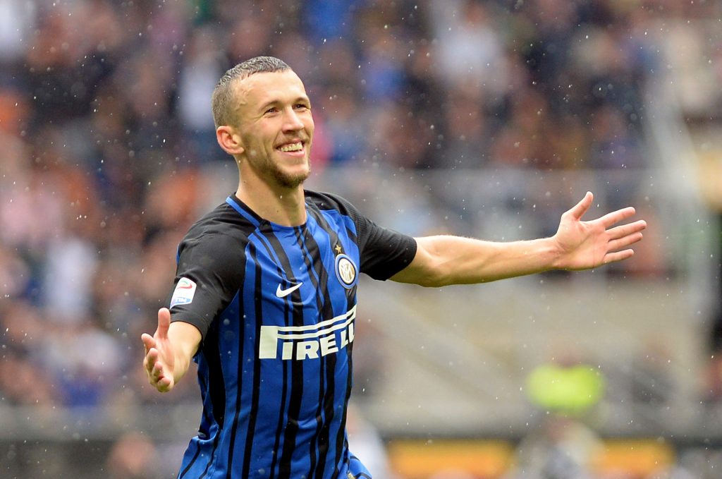 Inter Milan's Ivan Perisic celebrates scoring their second goal.
