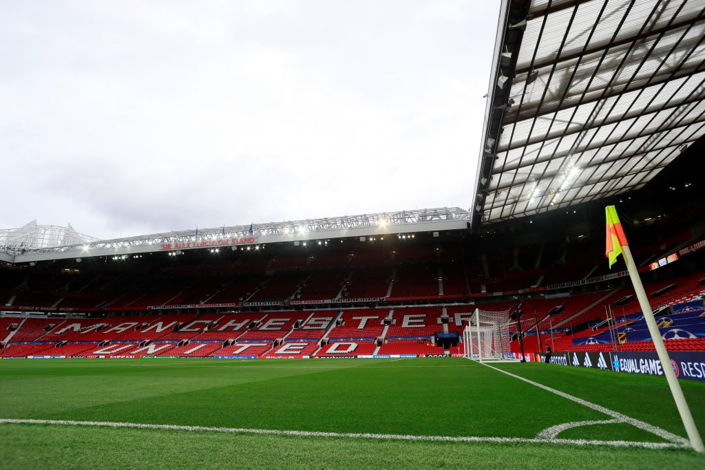 General view inside the Old Trafford stadium before the match.