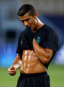 Real Madrid's Cristiano Ronaldo during training.