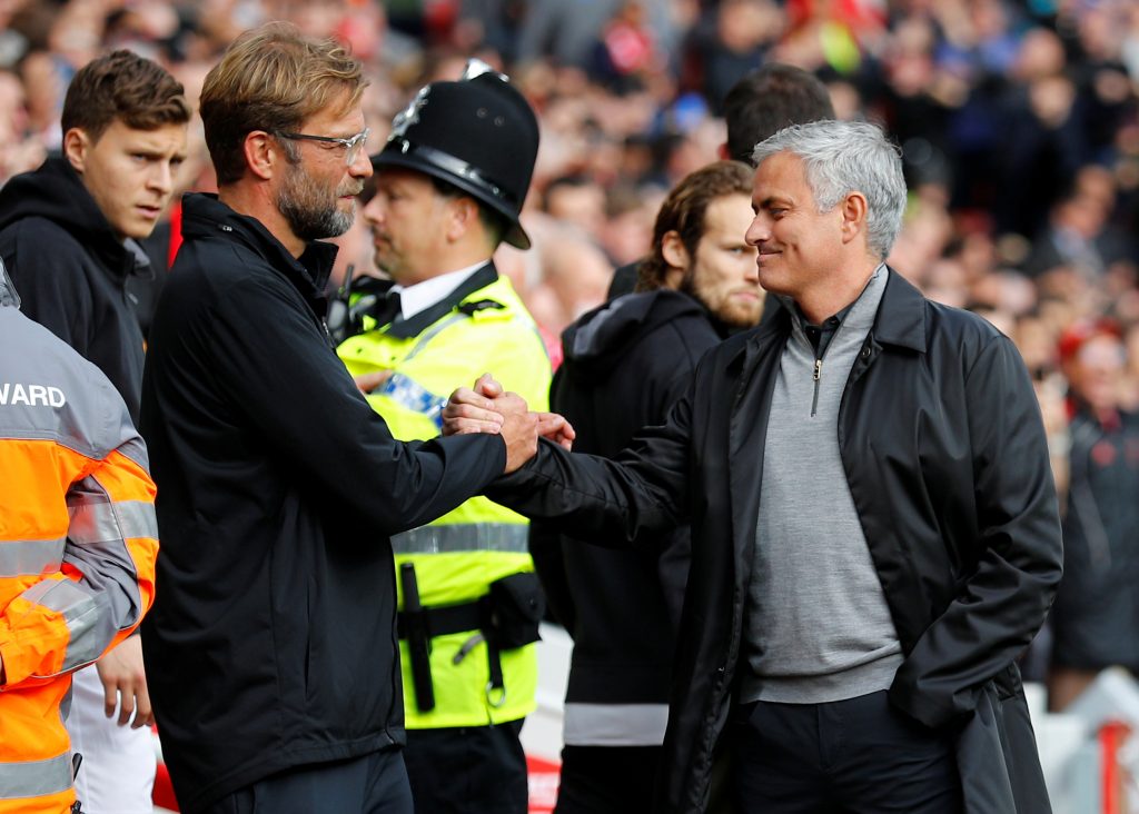 Jurgen Klopp and Jose Mourinho before the match.