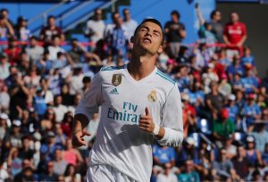 Cristiano Ronaldo looks dejected after missing a chance to score.