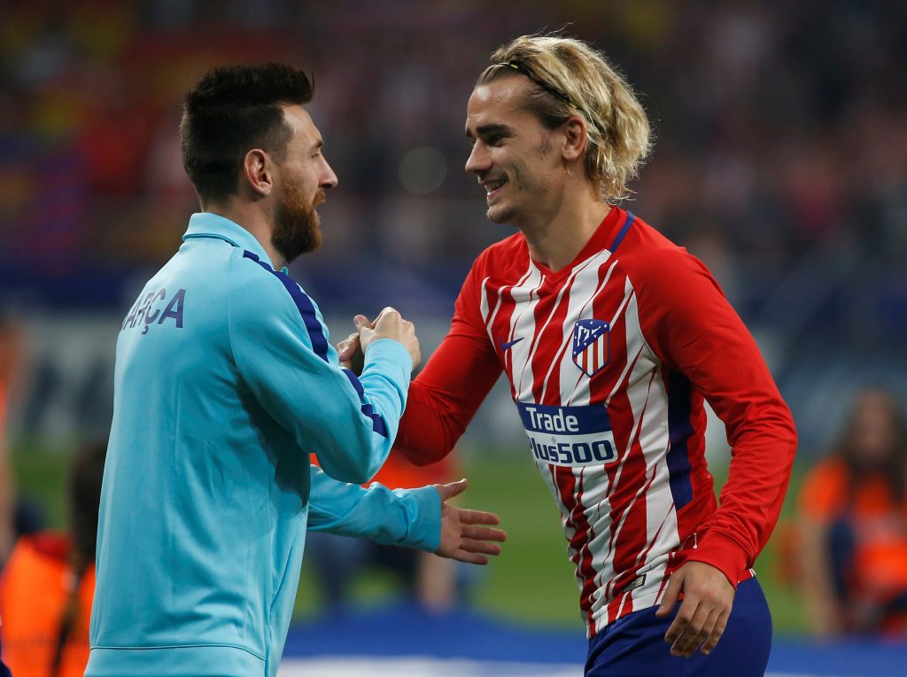 Antoine Griezmann and Lionel Messi before the match.