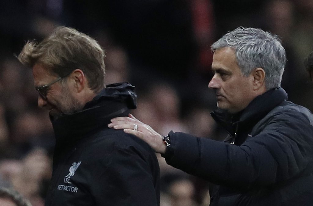 Liverpool manager Jurgen Klopp and Jose Mourinho before the match.