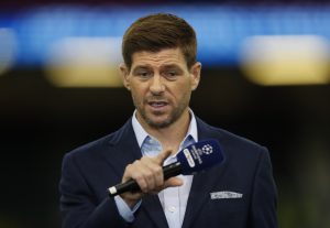 BT Sport's Steven Gerrard ahead of training.