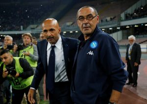 Inter Milan coach Luciano Spalletti with Napoli coach Maurizio Sarri before the match.