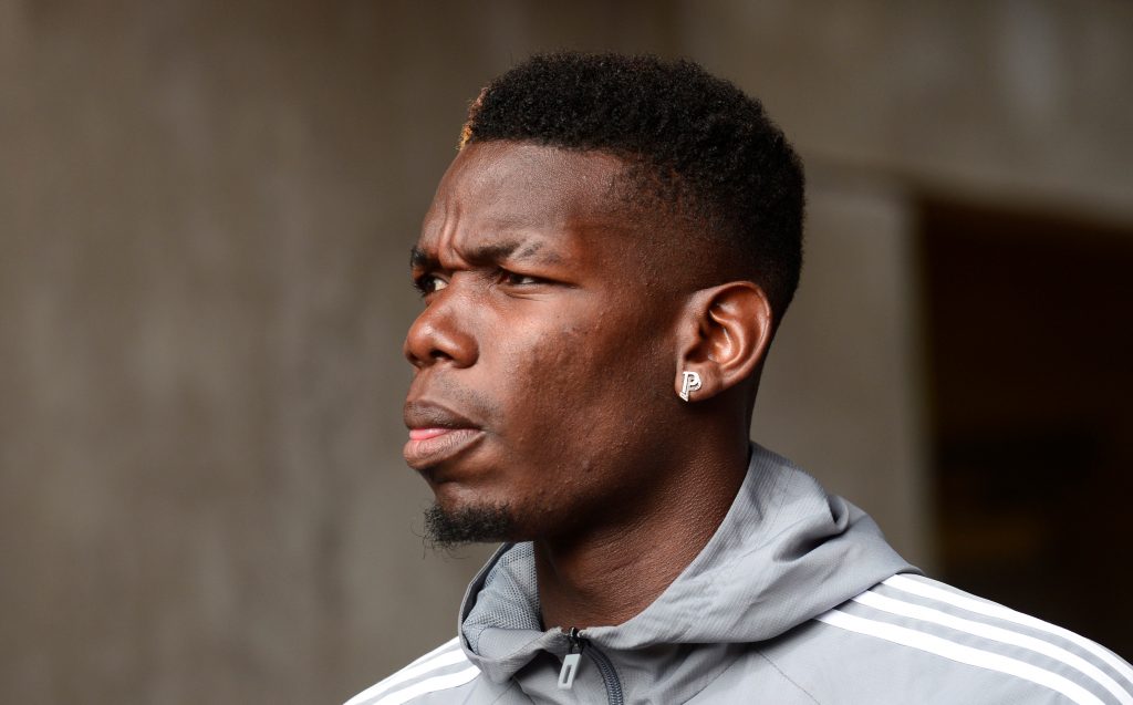 Paul Pogba arrives before the match.