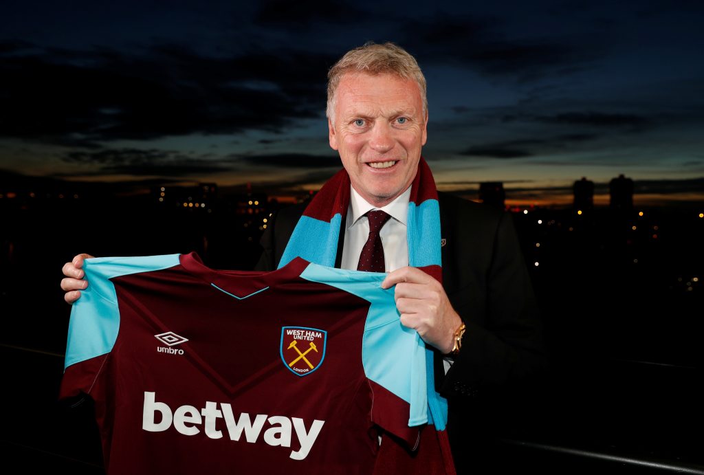West Ham manager David Moyes poses with the shirt.
