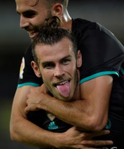 Real Madrids Gareth Bale celebrates.