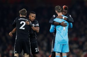 David De Gea with Paul Pogba, Antonio Valencia and Victor Lindelof.