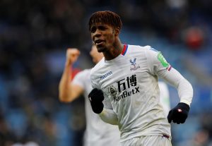 Crystal Palace's Wilfried Zaha celebrates.