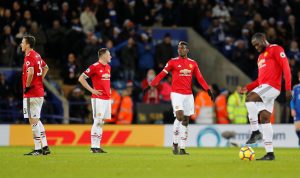 Paul Pogba and team mates look dejected.