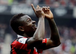 Nice's Jean Michel Seri celebrates after scoring against Nancy.