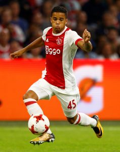 Ajax's Justin Kluivert in action.