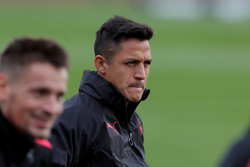 Alexis Sanchez during training.