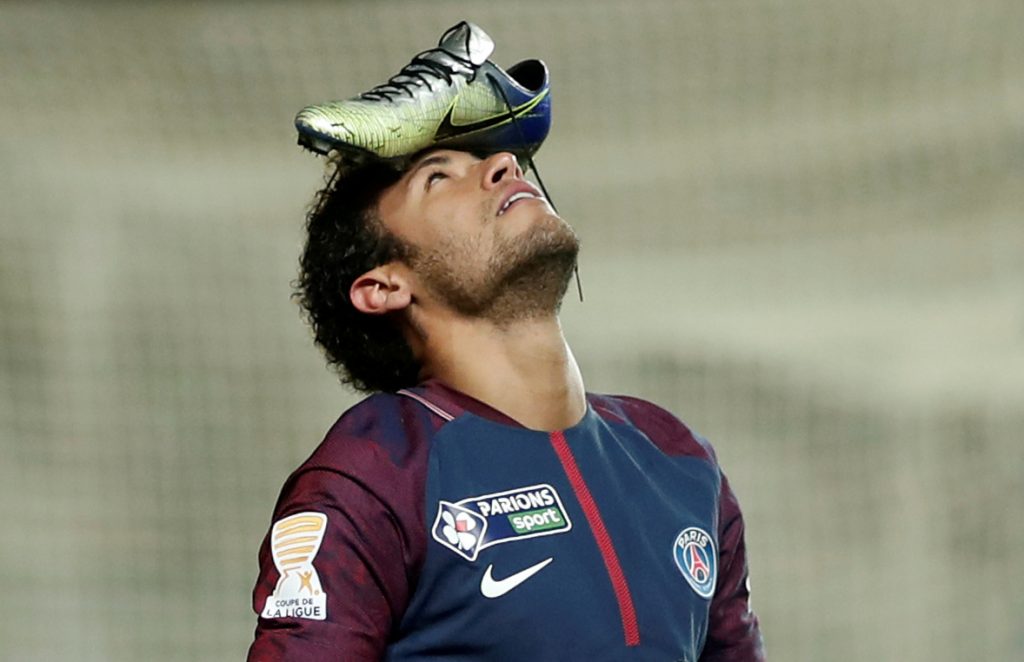 PSGs Neymar celebrates.