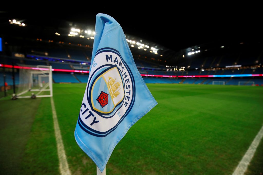 General view of the corner flag inside the stadium before the match.