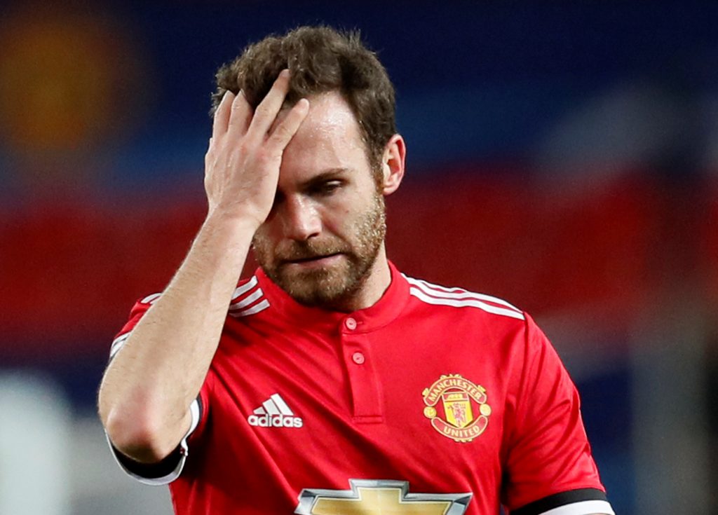Juan Mata looks dejected after the match.