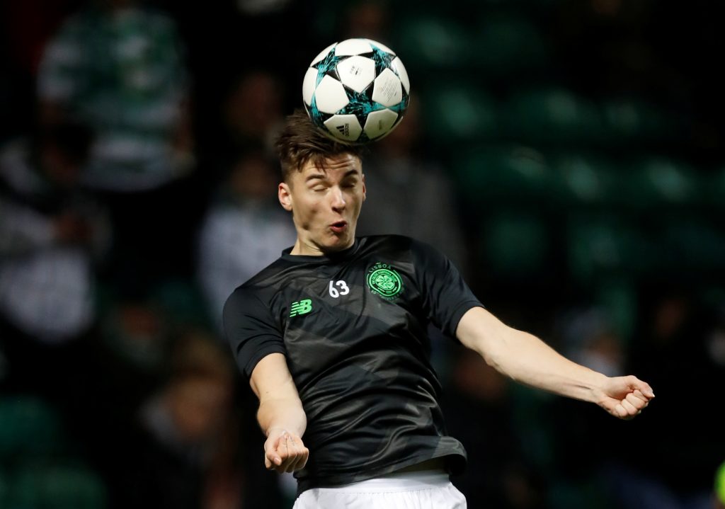 Celtics Kieran Tierney before the match.