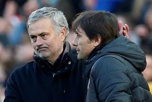 Jose Mourinho with Antonio Conte after the match.