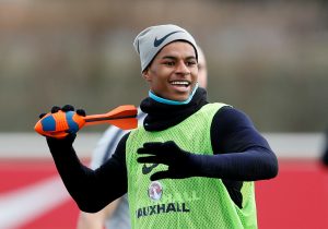 England's Marcus Rashford during training.