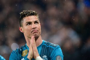 Real Madrid's Cristiano Ronaldo celebrates scoring their second goal.