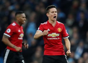 Ander Herrera celebrates after the match.