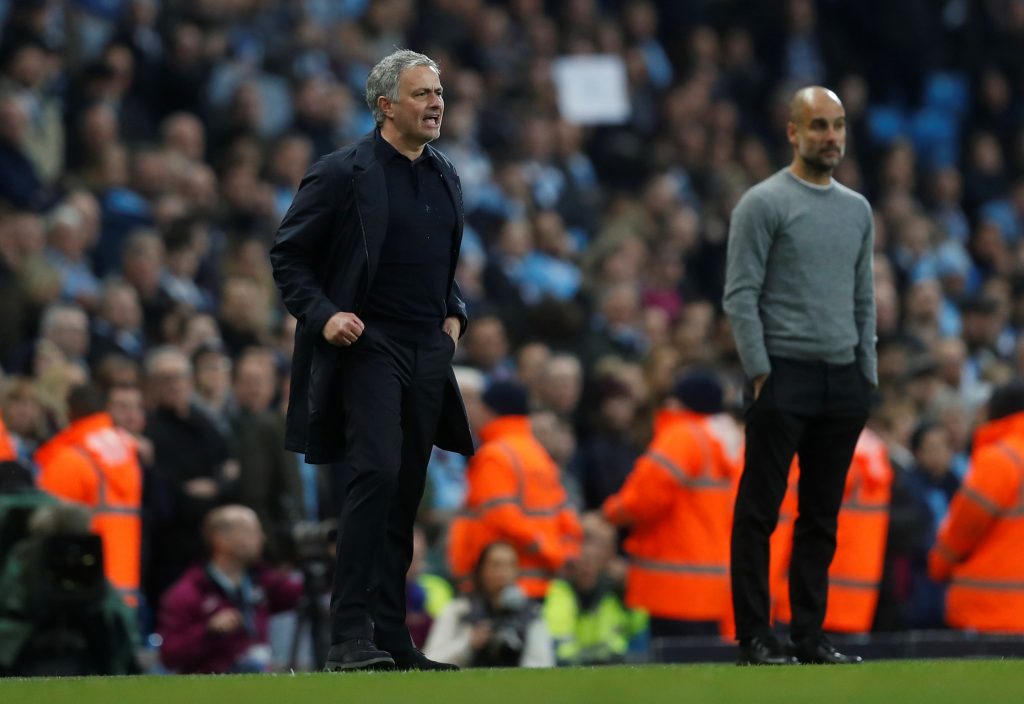 Manchester City manager Pep Guardiola and Manchester United manager Jose Mourinho.