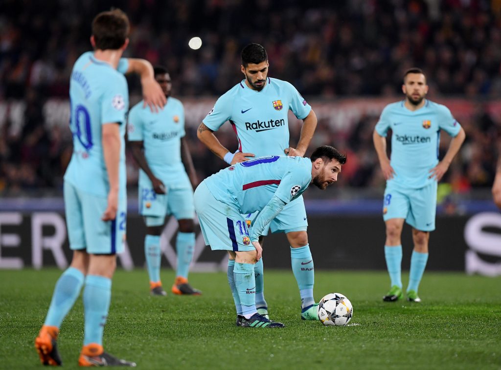Barcelona's Lionel Messi prepares to take a free kick.