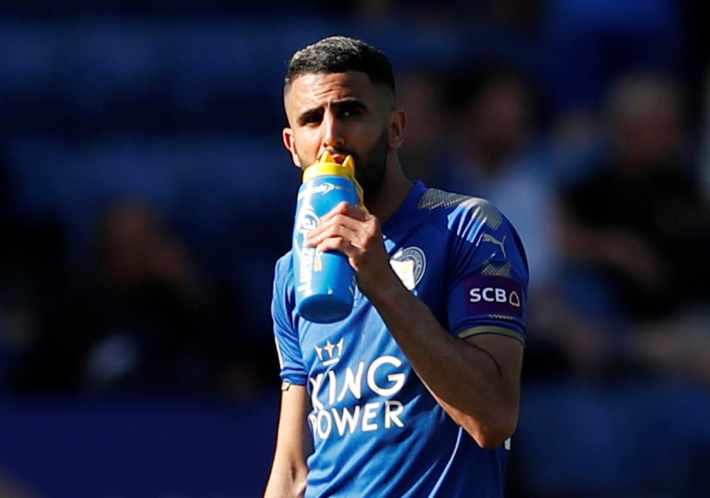 Leicester City's Riyad Mahrez reacts after the match.
