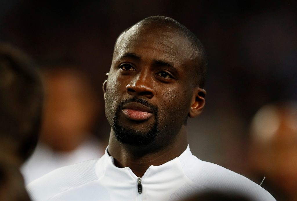 Manchester City's Yaya Toure during a ceremony after the match.