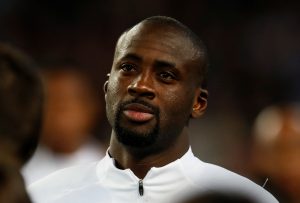 Manchester City's Yaya Toure during a ceremony after the match.