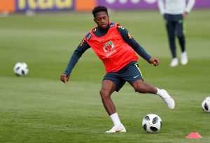 Brazil's Fred during training.