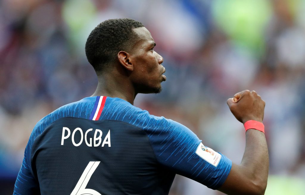 France's Paul Pogba celebrates after the match.