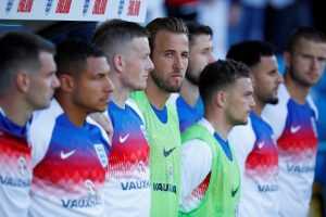 England's Harry Kane on the substitutes bench.