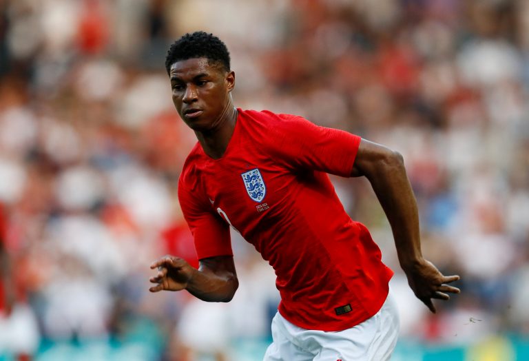 England's Marcus Rashford in action.