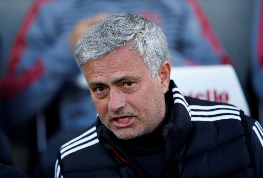 Manchester United manager Jose Mourinho before the match.