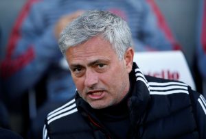 Manchester United manager Jose Mourinho before the match.