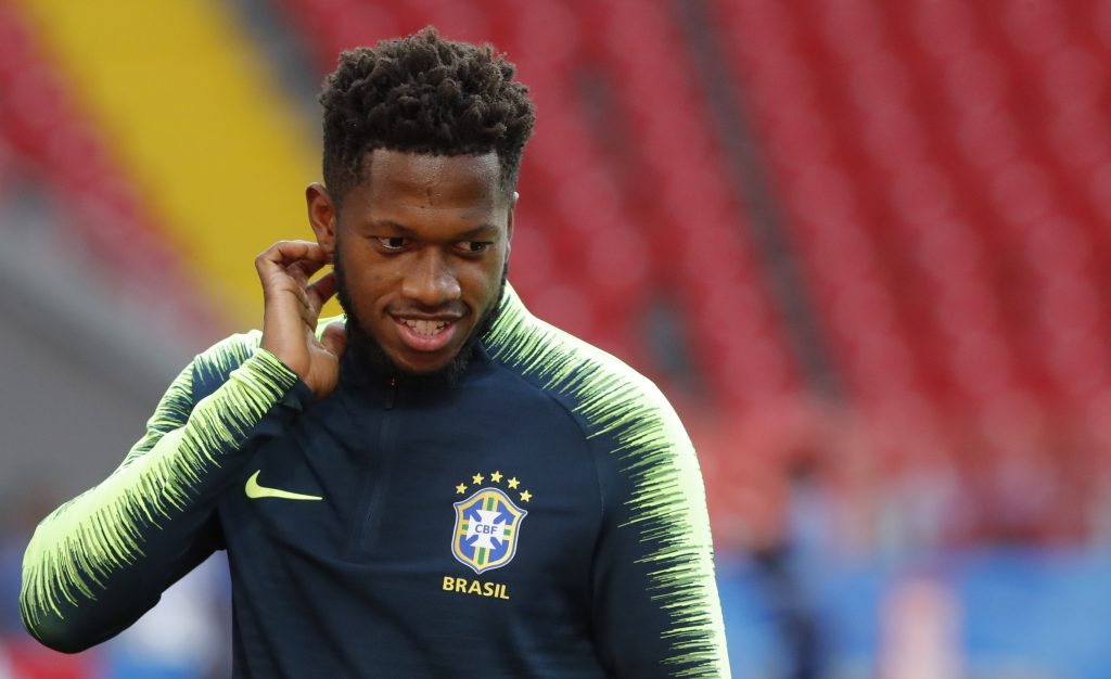 Brazil's Fred during training.