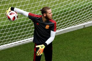 Spain's David de Gea during training.