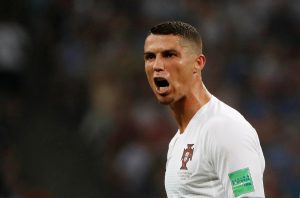Portugal's Cristiano Ronaldo reacts.
