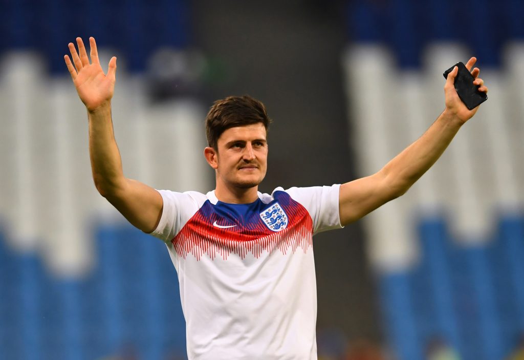 England's Harry Maguire salutes their fans after the match.