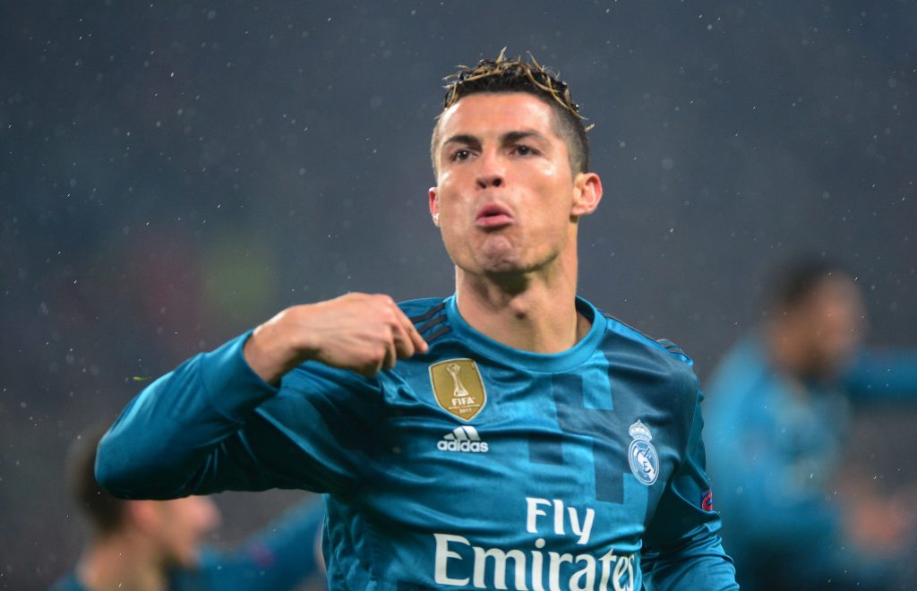 Real Madrid's Cristiano Ronaldo celebrates scoring their second goal.