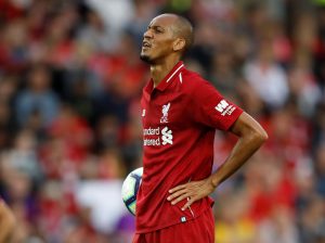 Liverpool's Fabinho prepares to take a penalty.