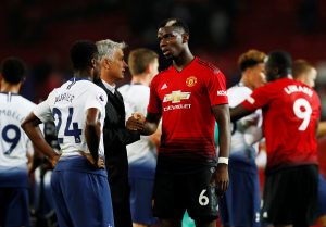 Jose Mourinho and Paul Pogba after the match.