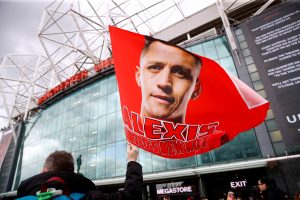 General view of a flag of Manchester United's Alexis Sanchez before the match.