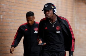 Manchester United's Paul Pogba arrives before the match.