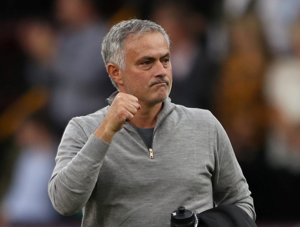 Manchester United manager Jose Mourinho celebrates after the match.